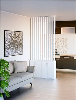 Перегородка с тумбой  для зонирования комнаты. Ширина модуля 60 см- можно набрать любую ширину. перегородка с тумбой 2500*600*300 белый