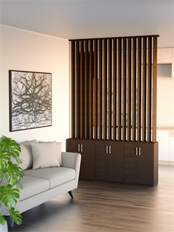 Перегородка с тумбой  для зонирования комнаты. Ширина модуля 60 см- можно набрать любую ширину перегородка с тумбой 2500*600*300 венге